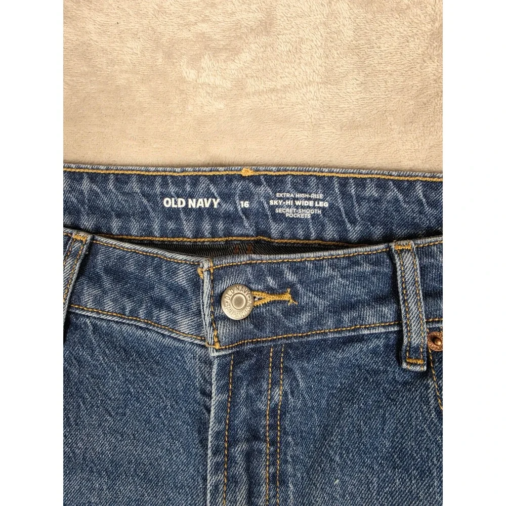 Old Navy Jeans Womens 16 Blue Sky-Hi Wide Leg Extra High Rise Secret-Smooth